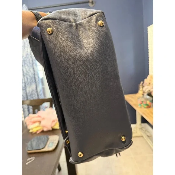 Lily Jade Anna Navy Blue Vegan Leather Diaper Bag Backpack Crossbody Tote - Picture 6 of 17